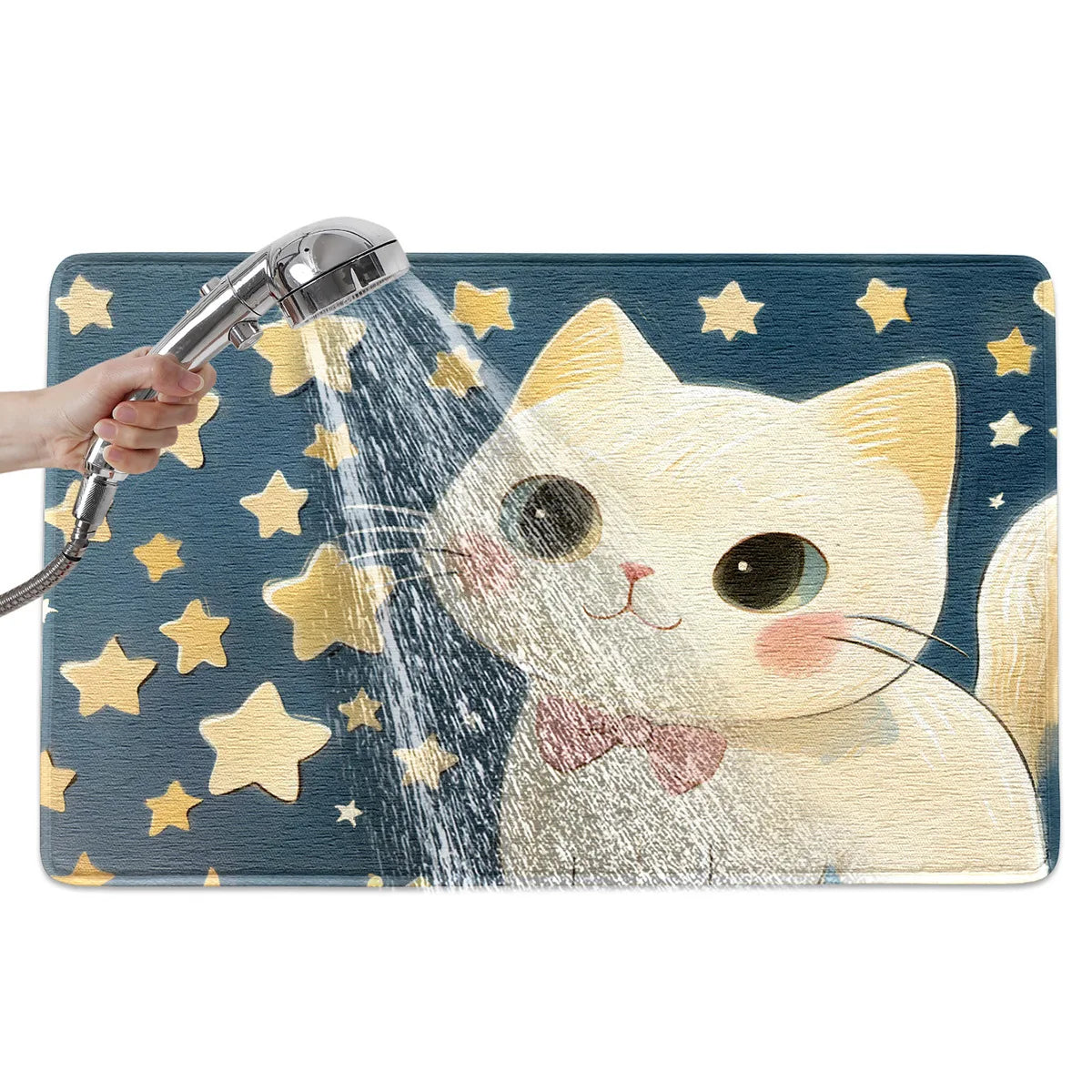 Tapis de bain chat de dessin animé étoiles 