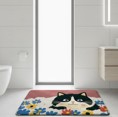 Tapis de bain chat dessin animé mignon douche 