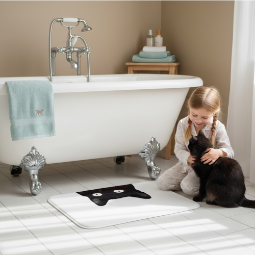 Tapis de bain chat fille 