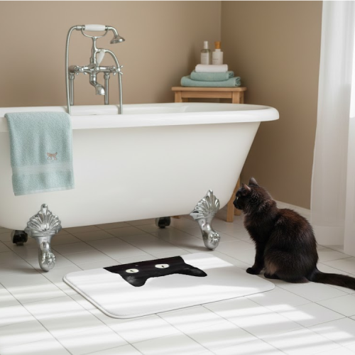 Tapis de bain chat sol 