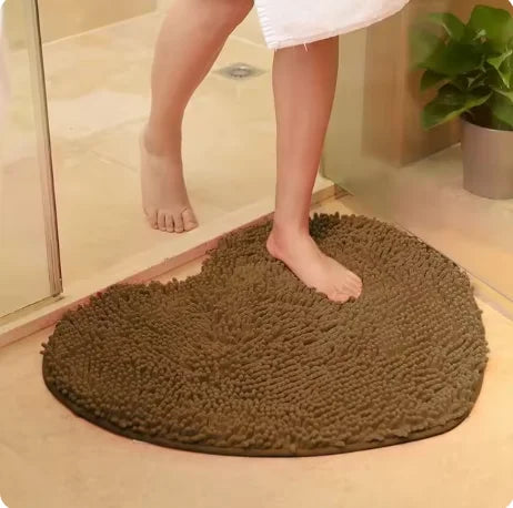 Tapis de bain coeur marron