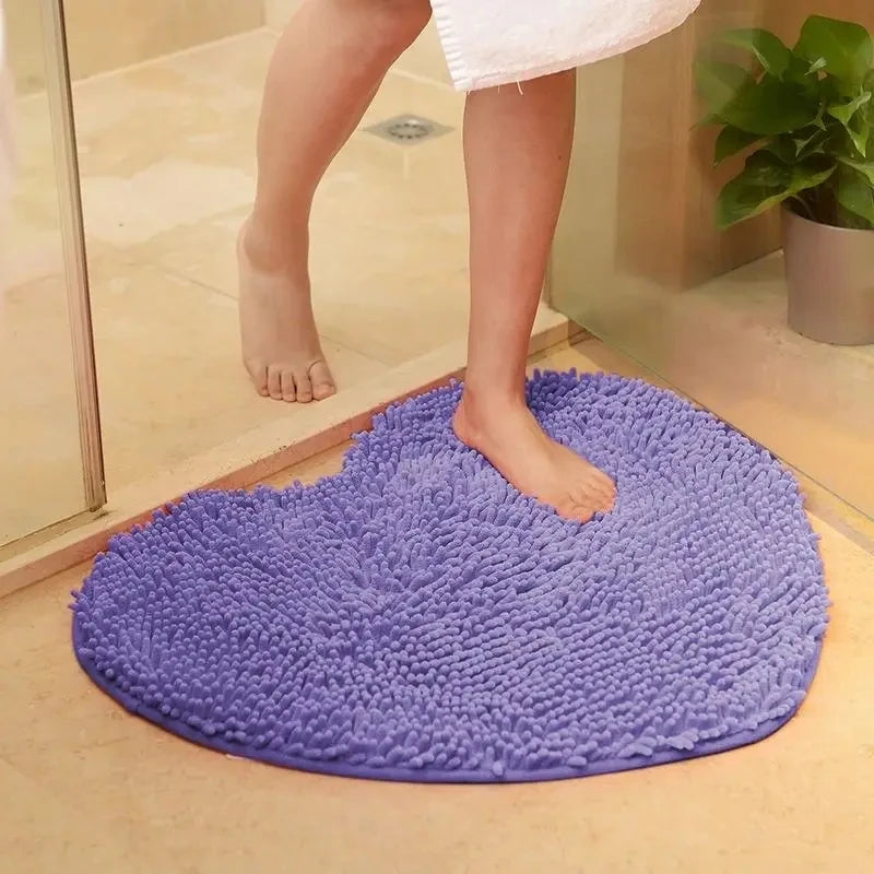 Tapis de bain coeur violet