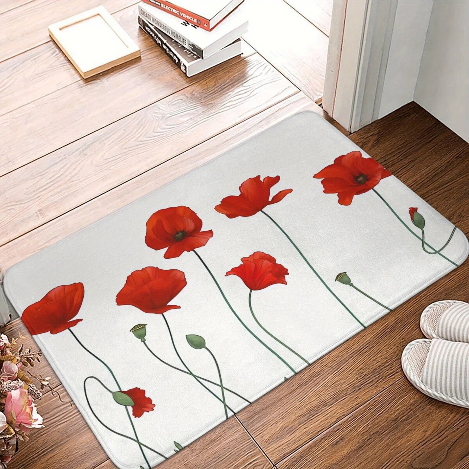 Tapis de bain coquelicot