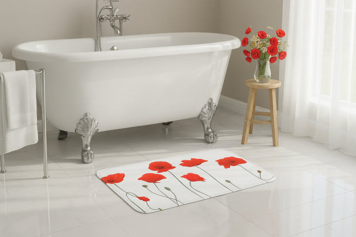 Tapis de bain coquelicot  baignoire