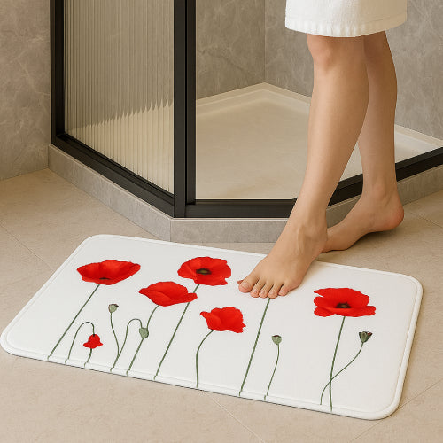 Tapis de bain coquelicot  vitre 