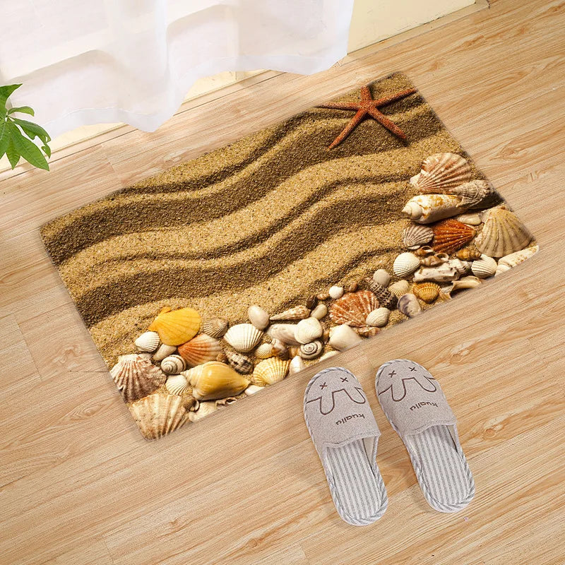 Tapis de bain coquillage parquet