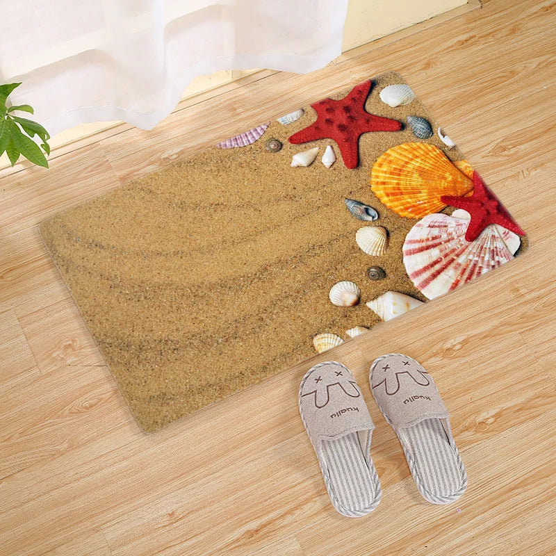 Tapis de bain coquillage rouge