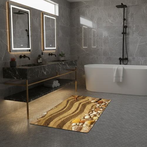 Tapis de bain coquillage sable 