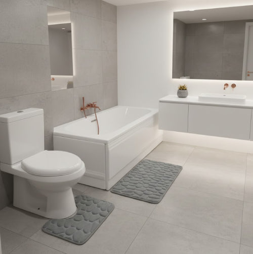 Tapis de bain corail gris baignoire 