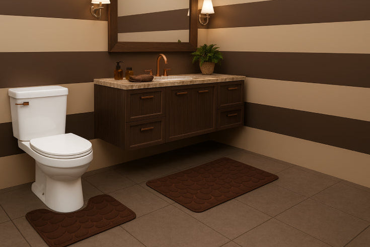 Tapis de bain corail  toilettes 