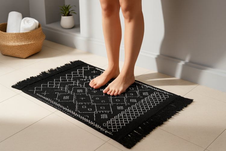 Tapis de bain coton grande taille pieds