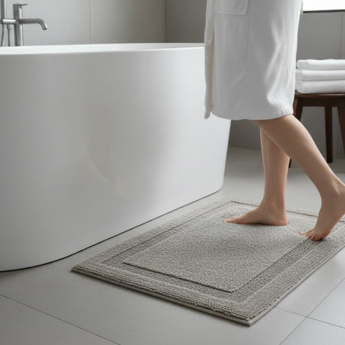 Tapis de bain coton soyeux baignoire 