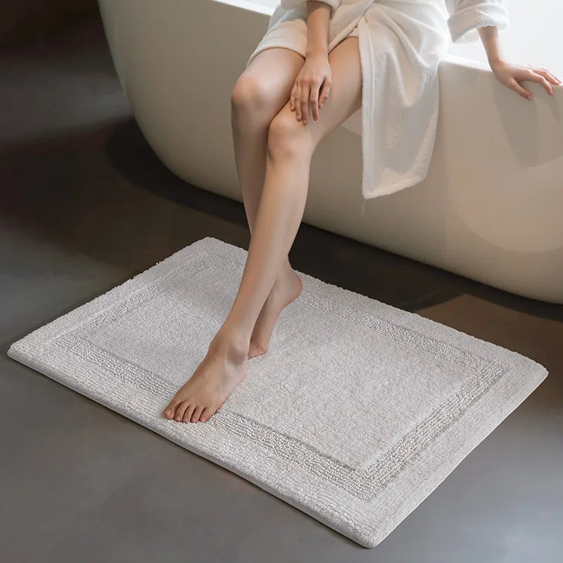 Tapis de bain coton soyeux blanc 