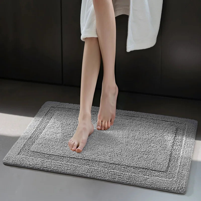 Tapis de bain coton soyeux gris 