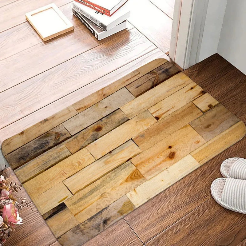 Tapis de bain couleur brique bois