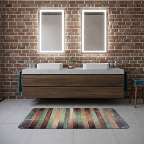 Tapis de bain couleur brique vert marron 