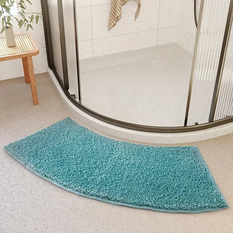 Tapis de bain courbe bleu