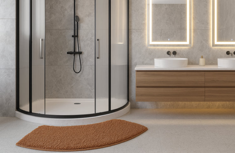 Tapis de bain courbe douche vitre
