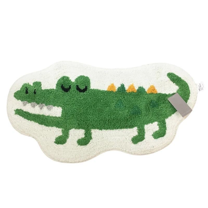 Tapis de bain crocodile vert