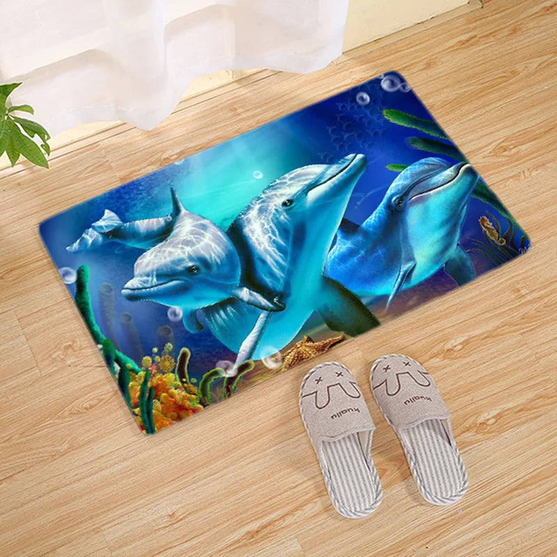 Tapis de bain dauphin bleu  dauphins