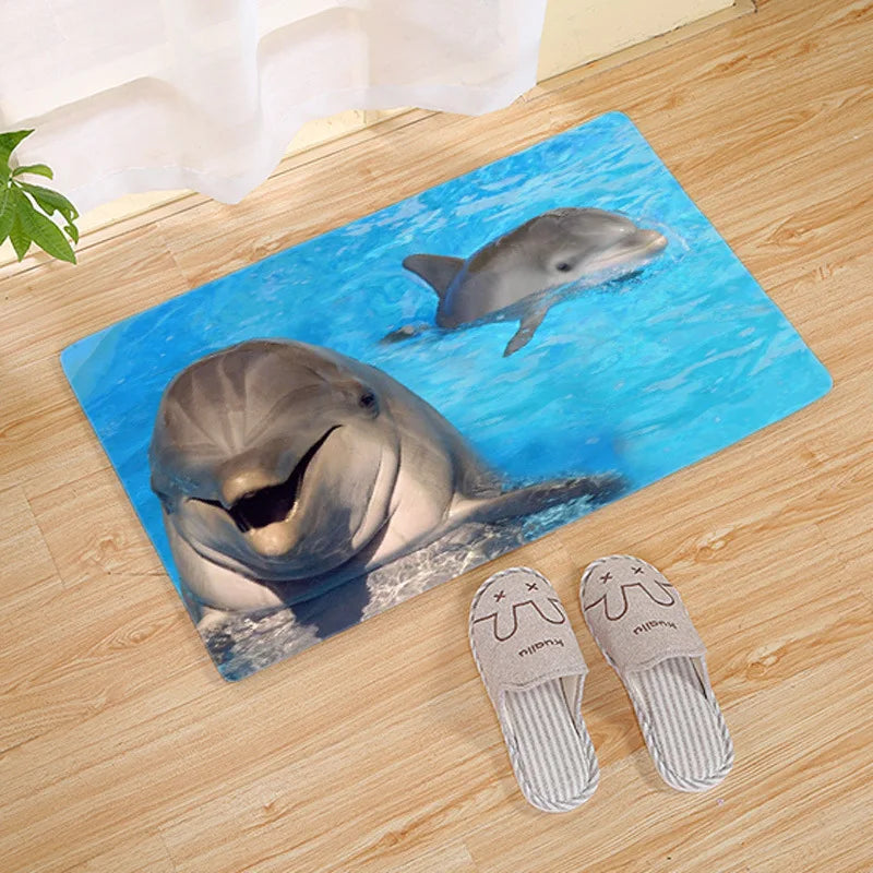 Tapis de bain dauphin bleu  piscine