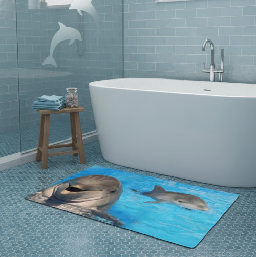 Tapis de bain dauphin lavabo  vitre 