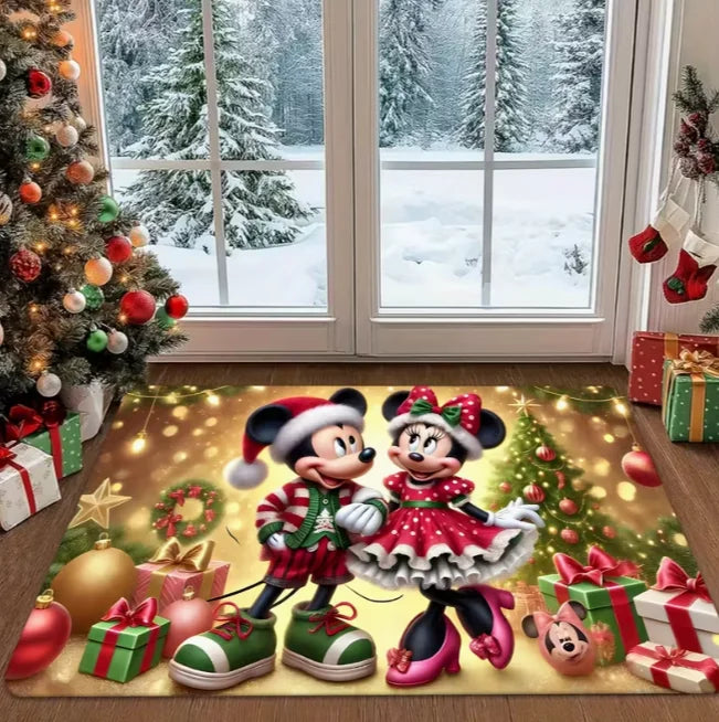 Tapis de bain de Noël Disney Mickey et Minnie neige 