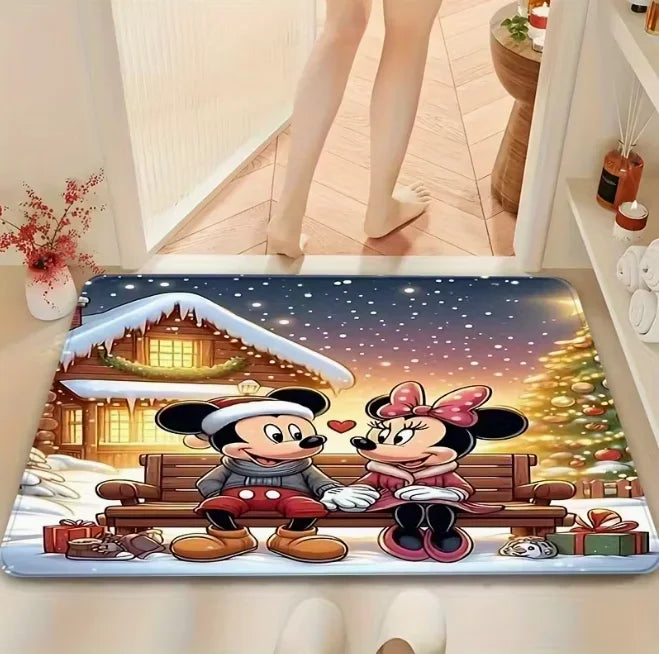 Tapis de bain de Noël Disney Mickey et Minnie pieds 