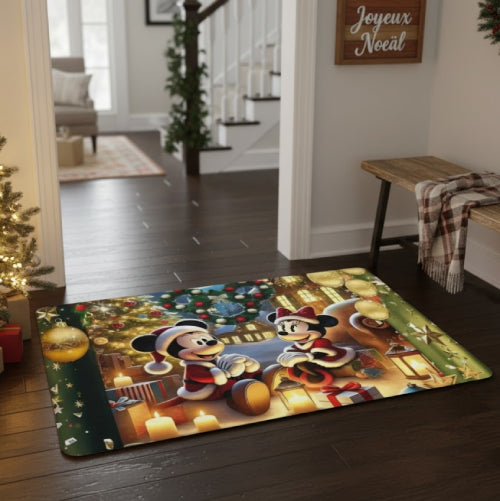 Tapis de bain de Noël Disney Mickey et Minnie plante 