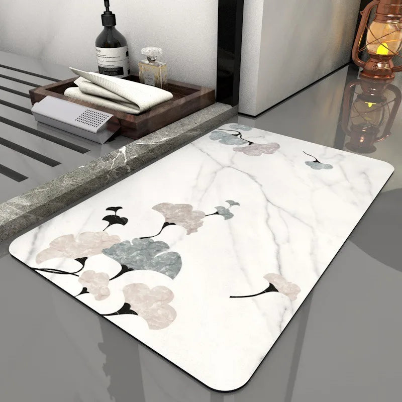 Tapis de bain design original fleurs 