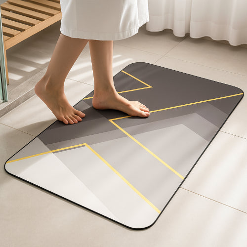 Tapis de bain design original gris doré