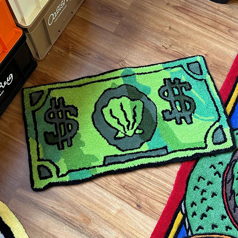 Tapis de bain dollars vert 