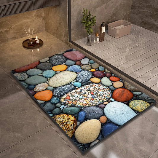 Tapis de bain en diatomite effet pierre