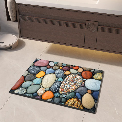 Tapis de bain en diatomite effet pierre  lavabo 
