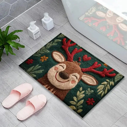 Tapis de bain en forme de cerf de noël  baignoire 