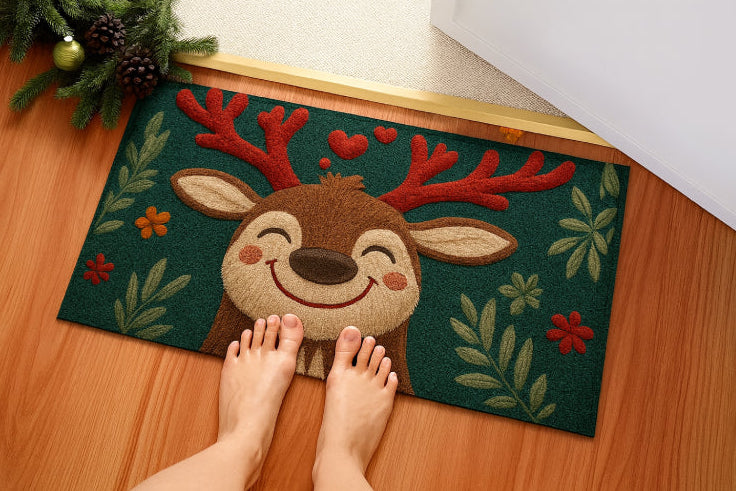 Tapis de bain en forme de cerf de noël  nez pieds