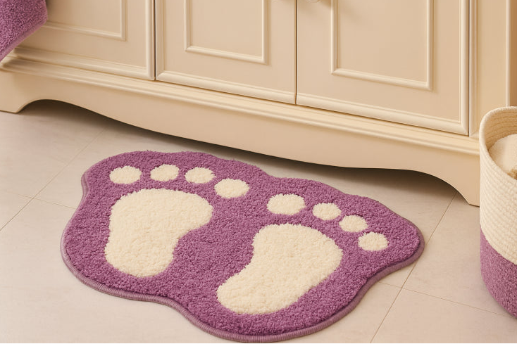 Tapis de bain en forme de pied  violet sol 