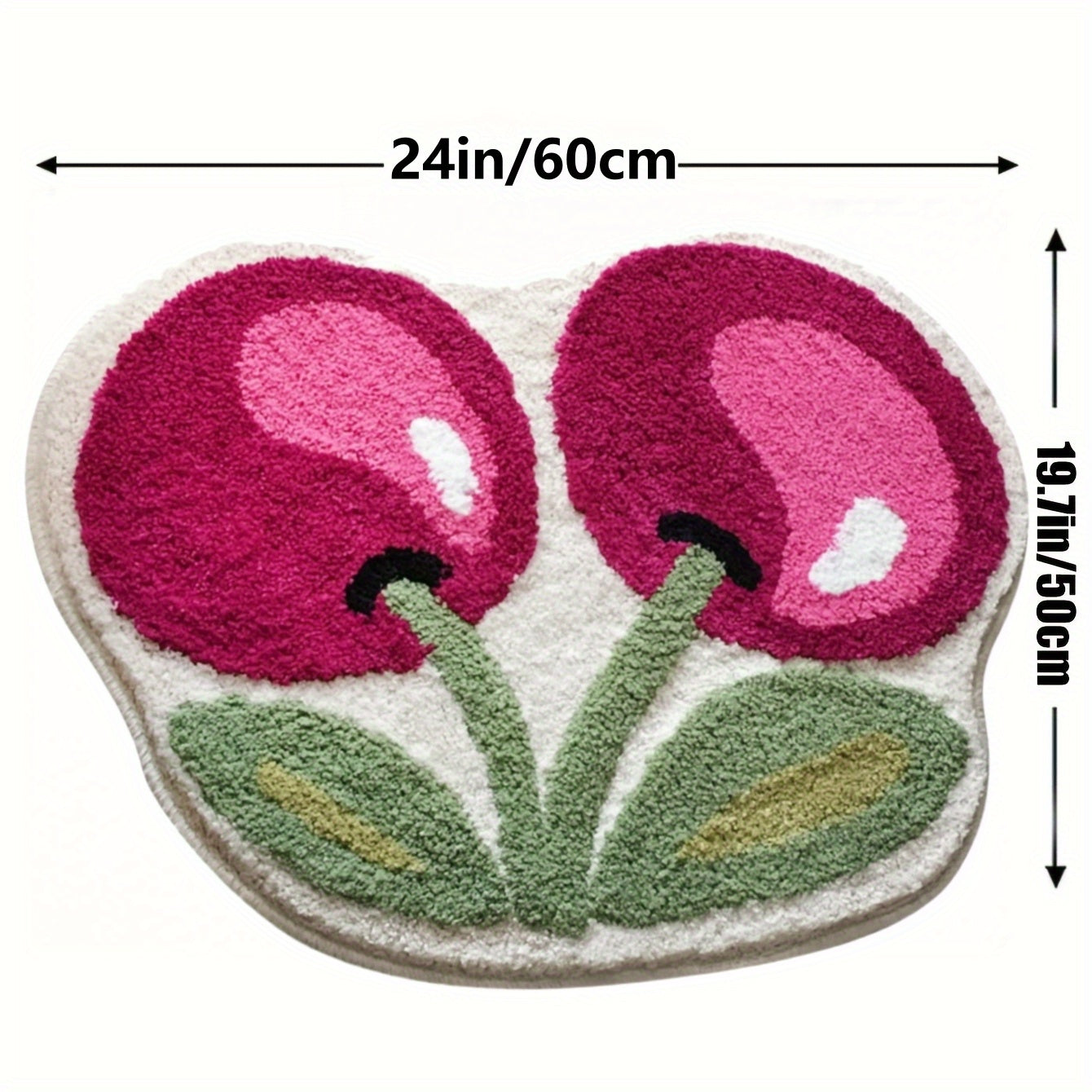 Tapis de bain en peluche imitation cachemire cerise taille 