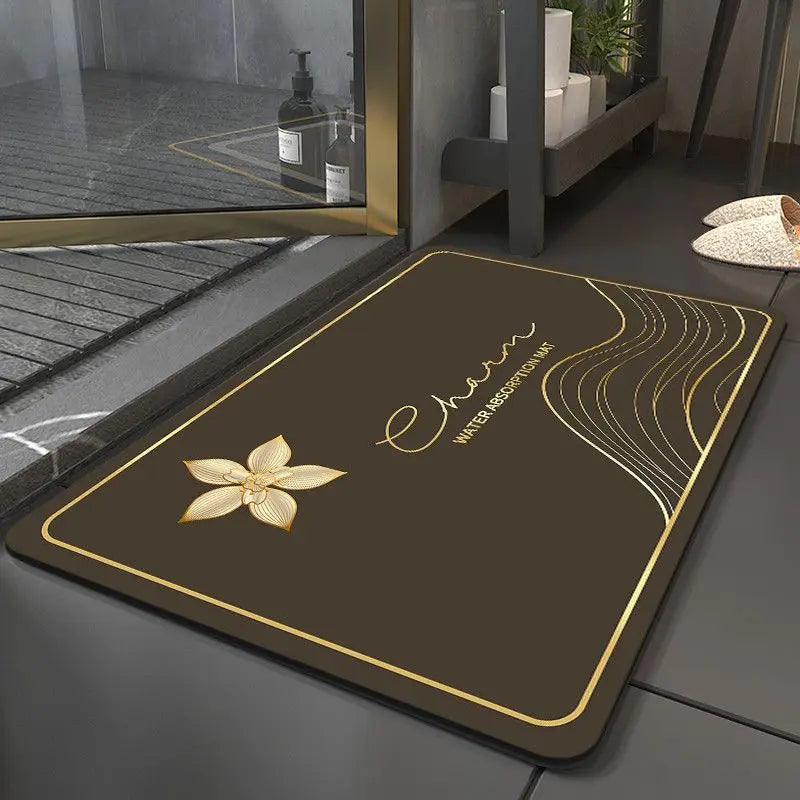 Tapis de bain en pierre diatomite doré café