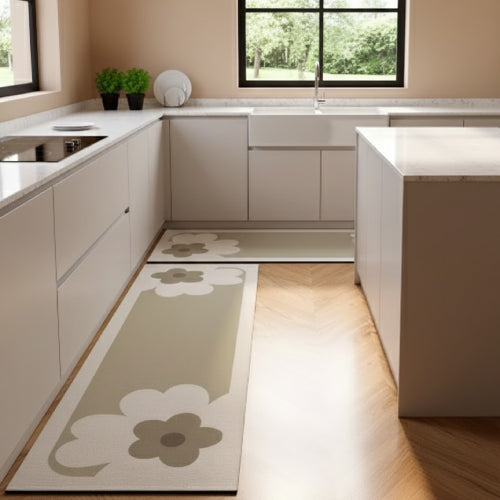 Tapis de bain extra long camel fleur