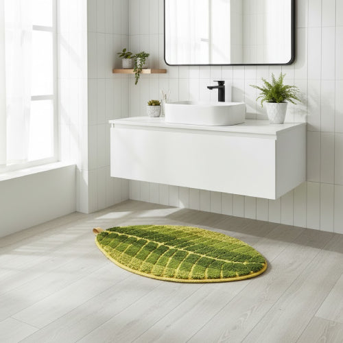 Tapis de bain feuille  lavabo 