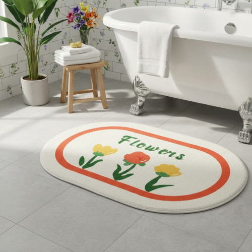 Tapis de bain fleur baignoire 