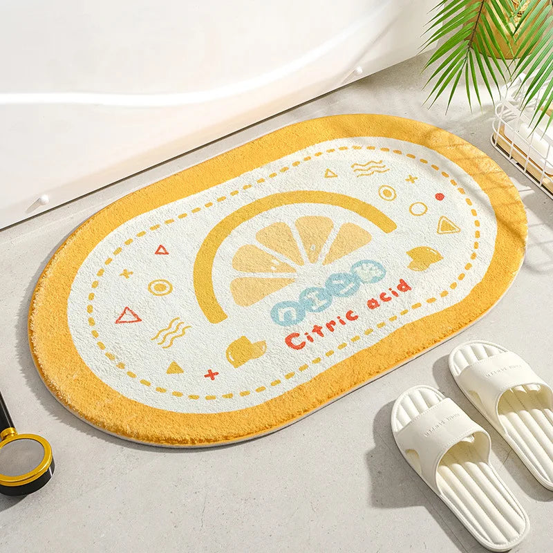 Tapis de bain fleur citron