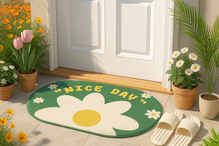 Tapis de bain fleur entrée 