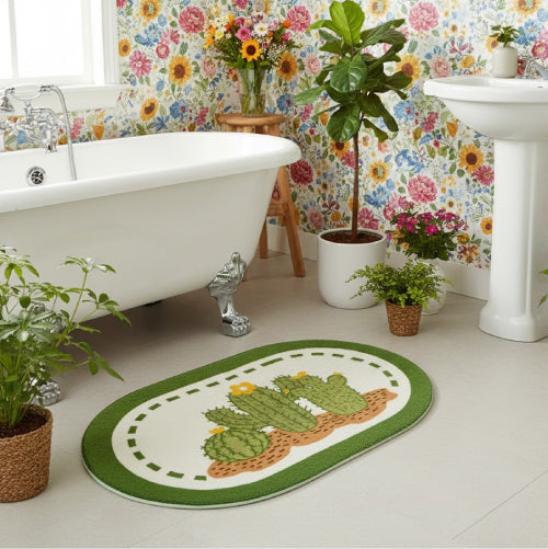 Tapis de bain fleur plantes 