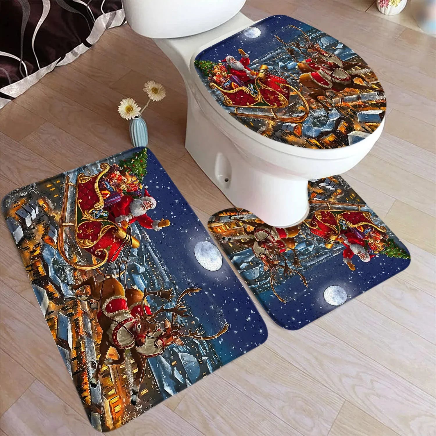 Tapis de bain flocon de neige  bleu