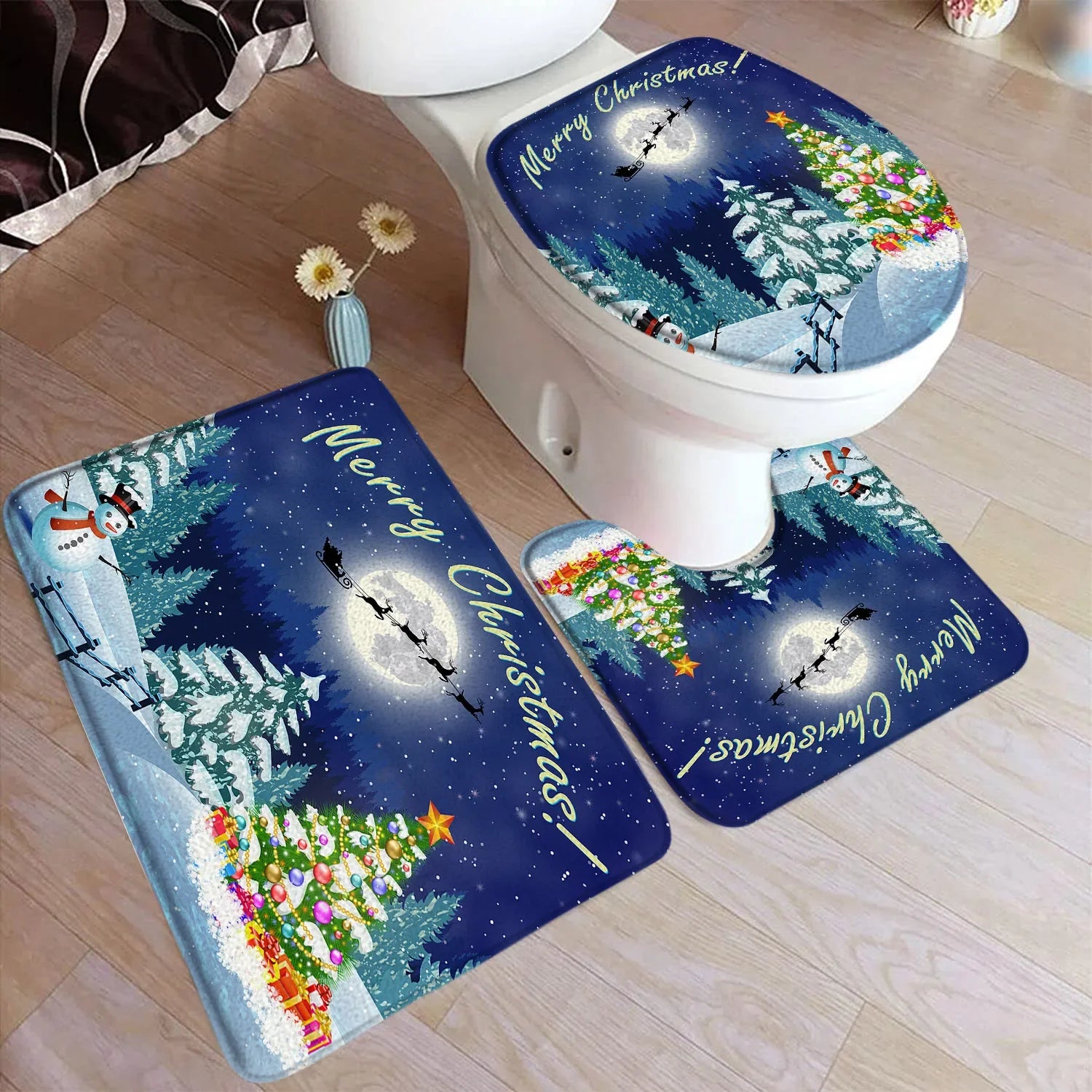 Tapis de bain flocon de neige  nuit