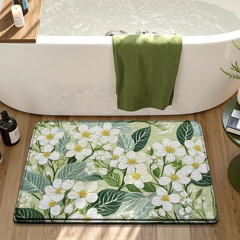 Tapis de bain floral antidérapant absorbant