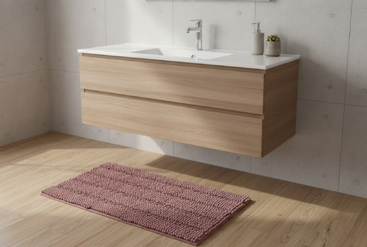 Tapis de bain grande longueur lavabo blanc 