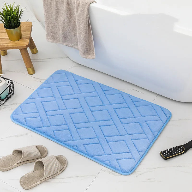 Tapis de bain graphique bleu
